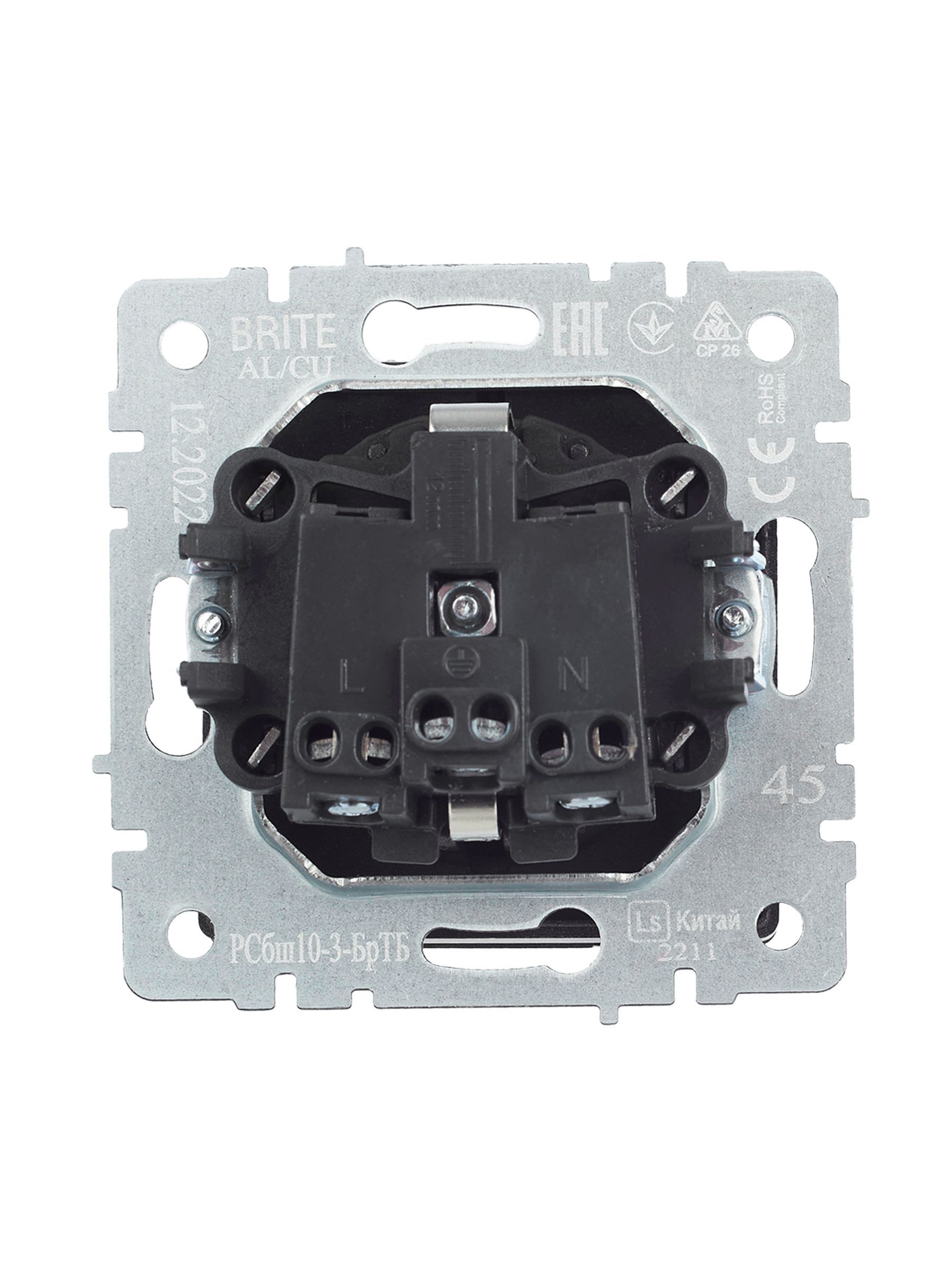 BRITE Розетка 1-местная с заземлением с защитными шторками и крышкой 16А IP20 РСбш10-3-БрТБ темная бронза IEK - Фото 3