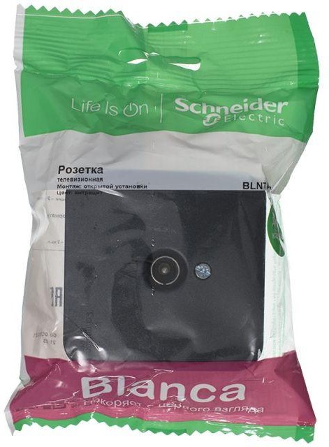 Розетка телевизионная TV ОП Blanca коннектор с изолир. пластиной антрацит SE BLNTA000016 - Фото 2