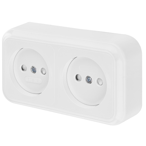 Розетка штепсельная двухместная со шторками открытой установки РА16-273 - Фото 2