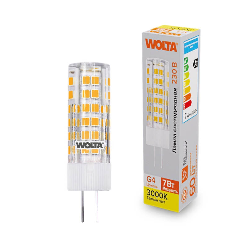 Светодиодная лампа WOLTA WSTD-JC-220V7W3KG4-C 7Вт 3000K G4
