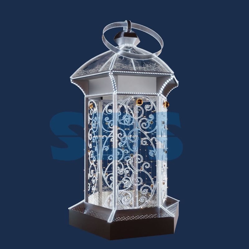 Декоративная 3D фигура Фонарик серебряный 406 см 501-457