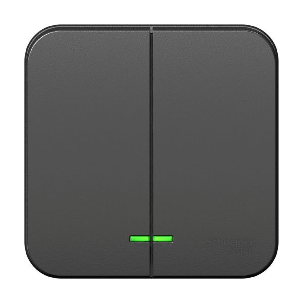 Выключатель 2-кл. ОП Blanca 10А IP20 (сх. 5) 250В с подсветкой с изолир. пластиной антрацит SE BLNVA105116