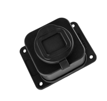 Розетка одноместная влагозащищенная 2P+PE 230V 16A IP54, каучук, черная - Фото 2