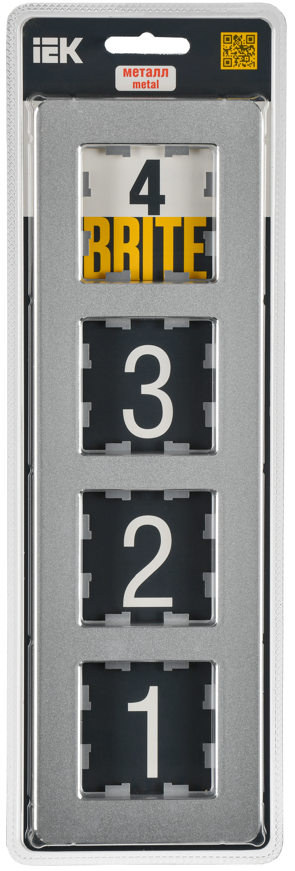 BRITE Рамка 4-местная РУ-4-1-Бр металл алюминий RE IEK - Фото 2