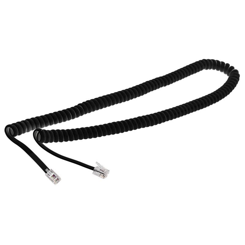 Шнур для телефонной трубки, витой RJ-10 (4P-4C), 4м, черный REXANT 18-2043