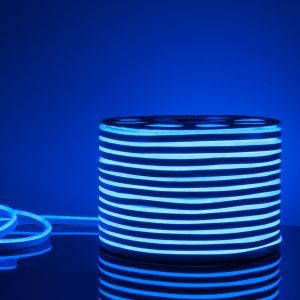 Гибкий неон светодиодный 220V 9,6W 120Led 2835 IP67 односторонний синий, 50 м Elektrostandard a040594