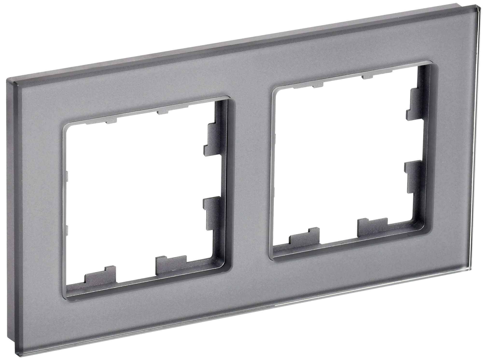 BRITE Рамка 2 -местная РУ-2-2-БрСе стекло серый IEK