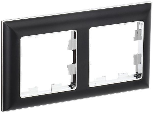 BRITE Рамка 2-местная РУ-2-Бр хром/черный IEK BR-M22-12-2-K23