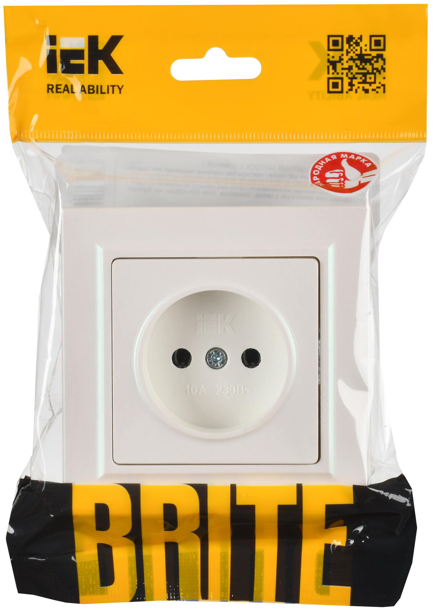 BRITE Розетка 1-местная без заземления без защитных шторок 10А в сб. РСР10-1-0-БрЖ жемчуг IEK - Фото 2