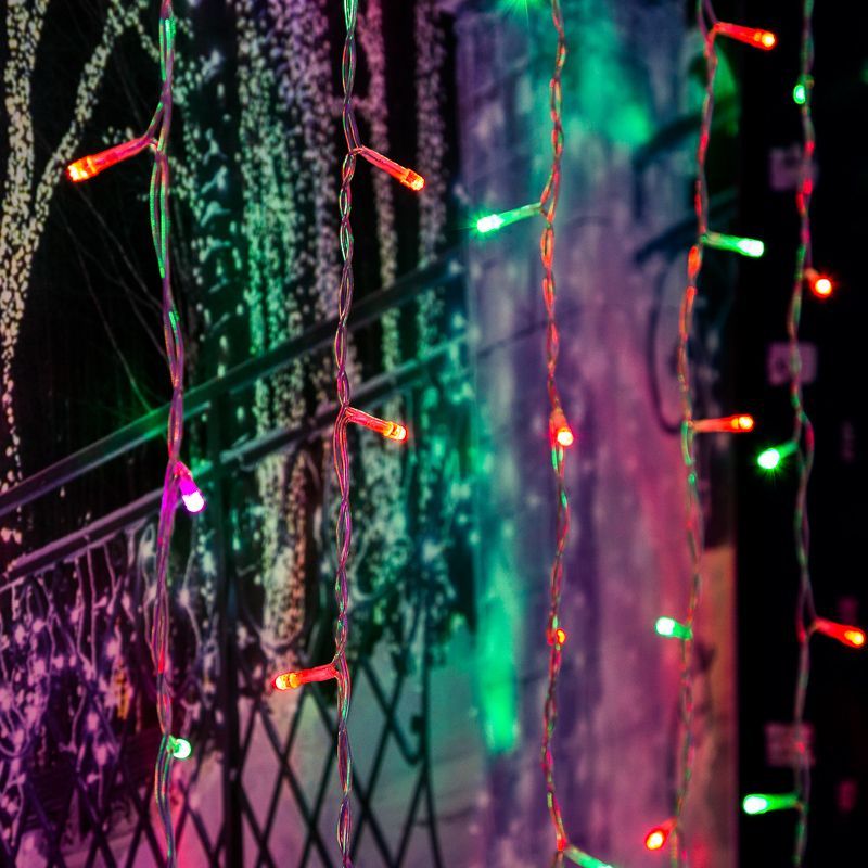 Гирлянда светодиодная Занавес 2х2м 200 LED RGB прозрачный ПВХ IP65 свечение с динамикой 230В блок в комплекте NEON-NIGHT 235-349