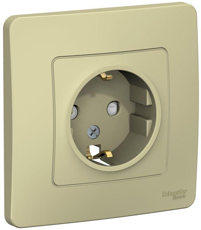 Розетка 1-м СП Blanca 16А IP20 250В с заземл. защ. шторки беж. SE BLNRS001117 - Фото 2
