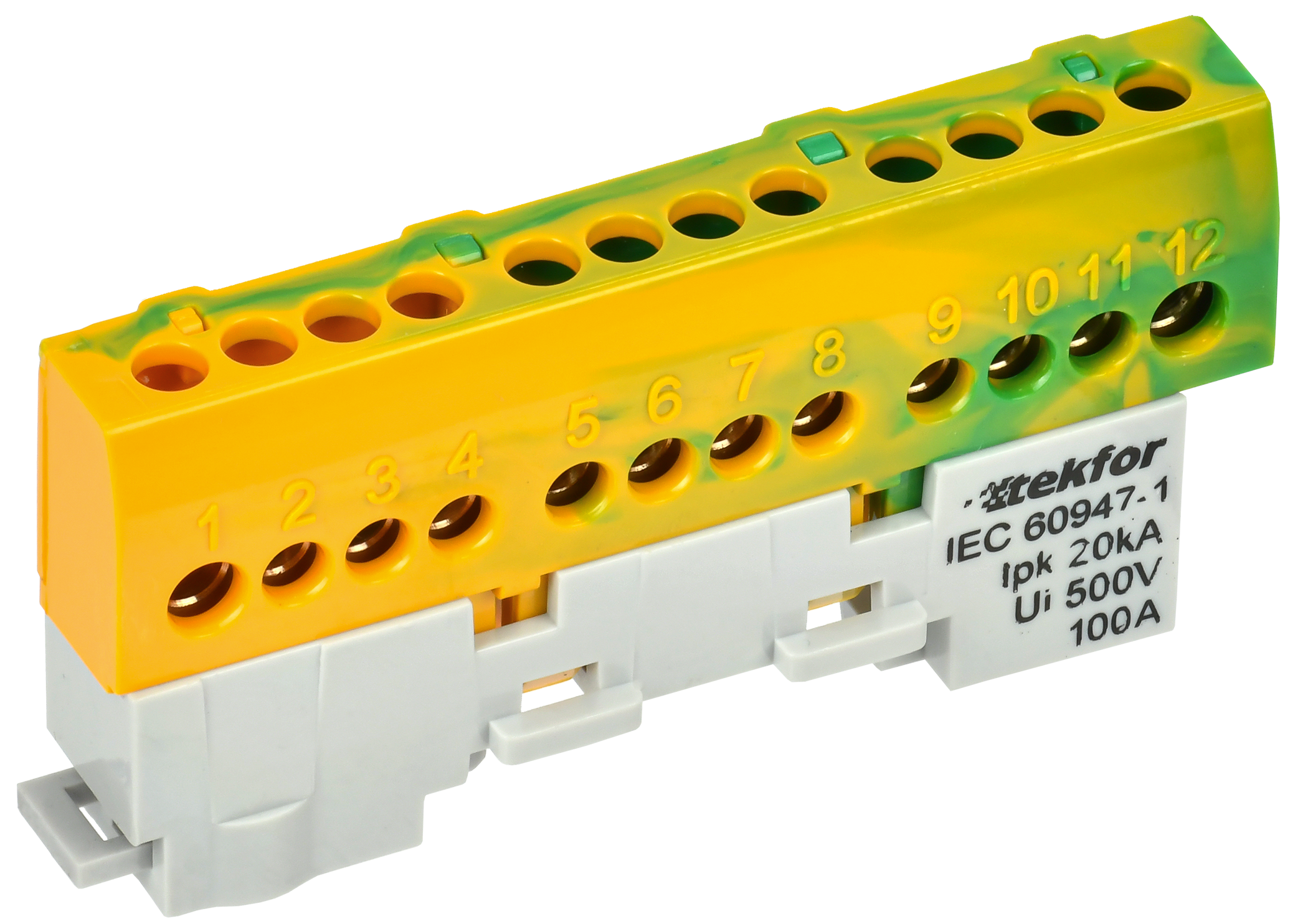 TEKFOR Шина PE "земля" изолированная на универсальном держателе 6х9-12-ЖЗ IEK TF-NN10-12-KL-K52