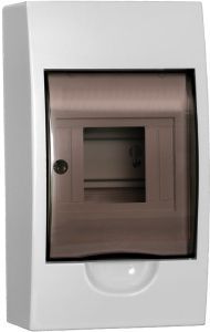 Корпус пластиковый БЕЛЫЙ ЩРН-П-4, черная прозрачная дверь IP41 GENERICA MKP12-N-04-41-G