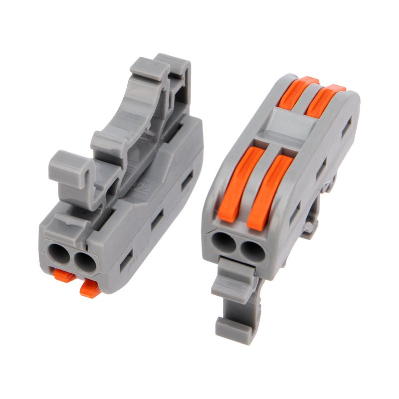 Клемма СМК 222-422D проходная 2-полюсная, с креплением на DIN-рейку (0,08-4 мм²) серая (50 шт./уп.) REXANT 07-5239