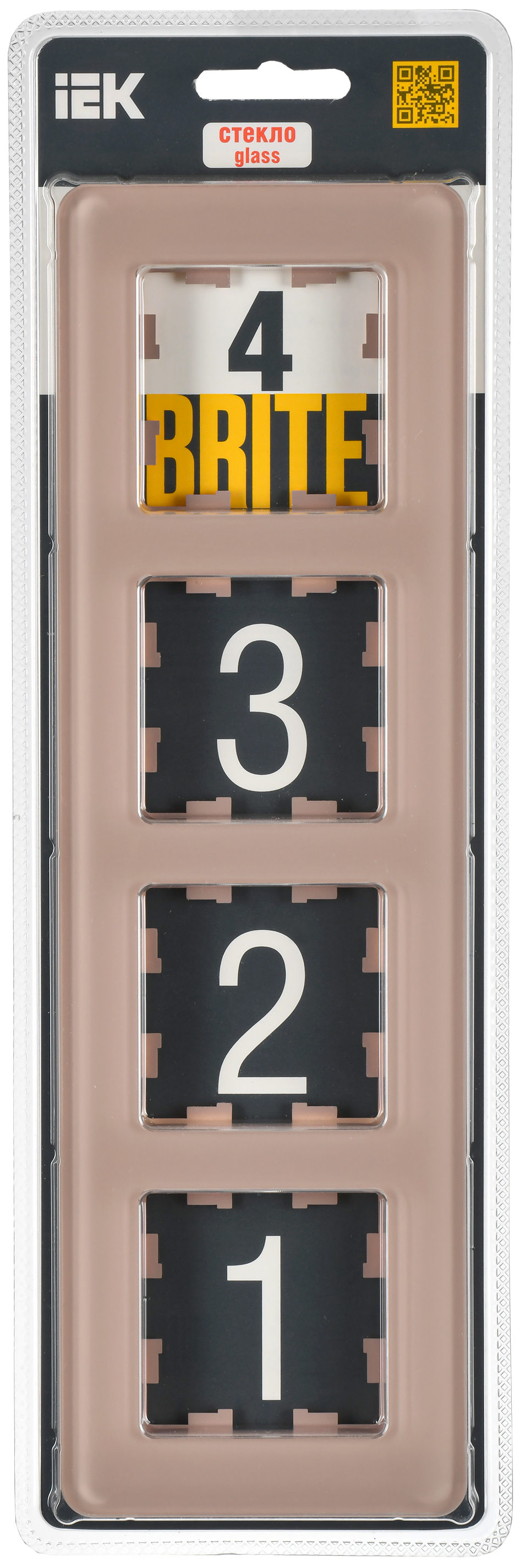 BRITE Рамка 4-местная РУ-4-2-Бр стекло дымчатый RE IEK - Фото 2
