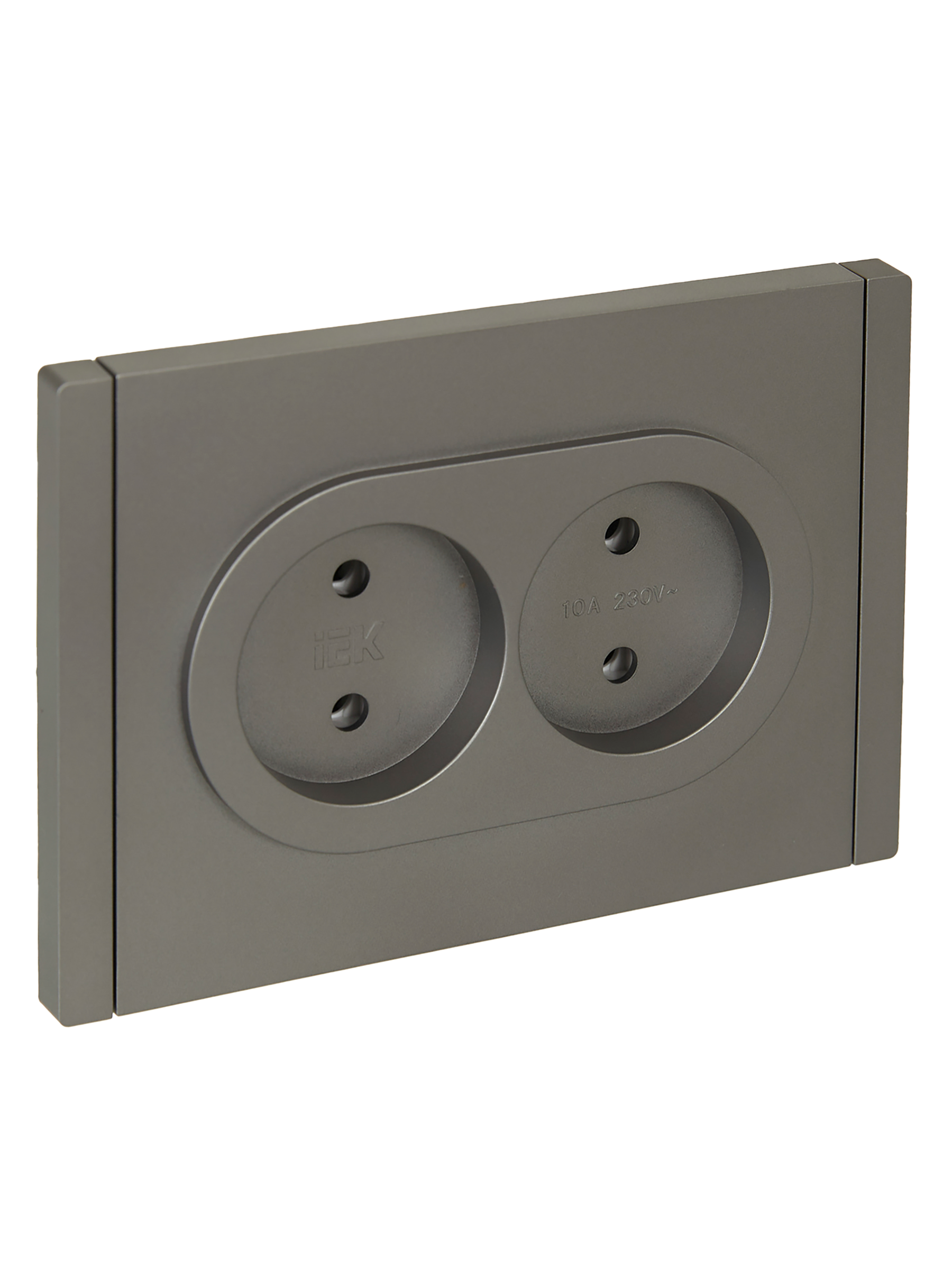 FORTE&PIANO Розетка 2-местная без заземления без защитных шторок безвинтовое крепление 10А FP526 сталь IEK FP-R20-10-1-K46