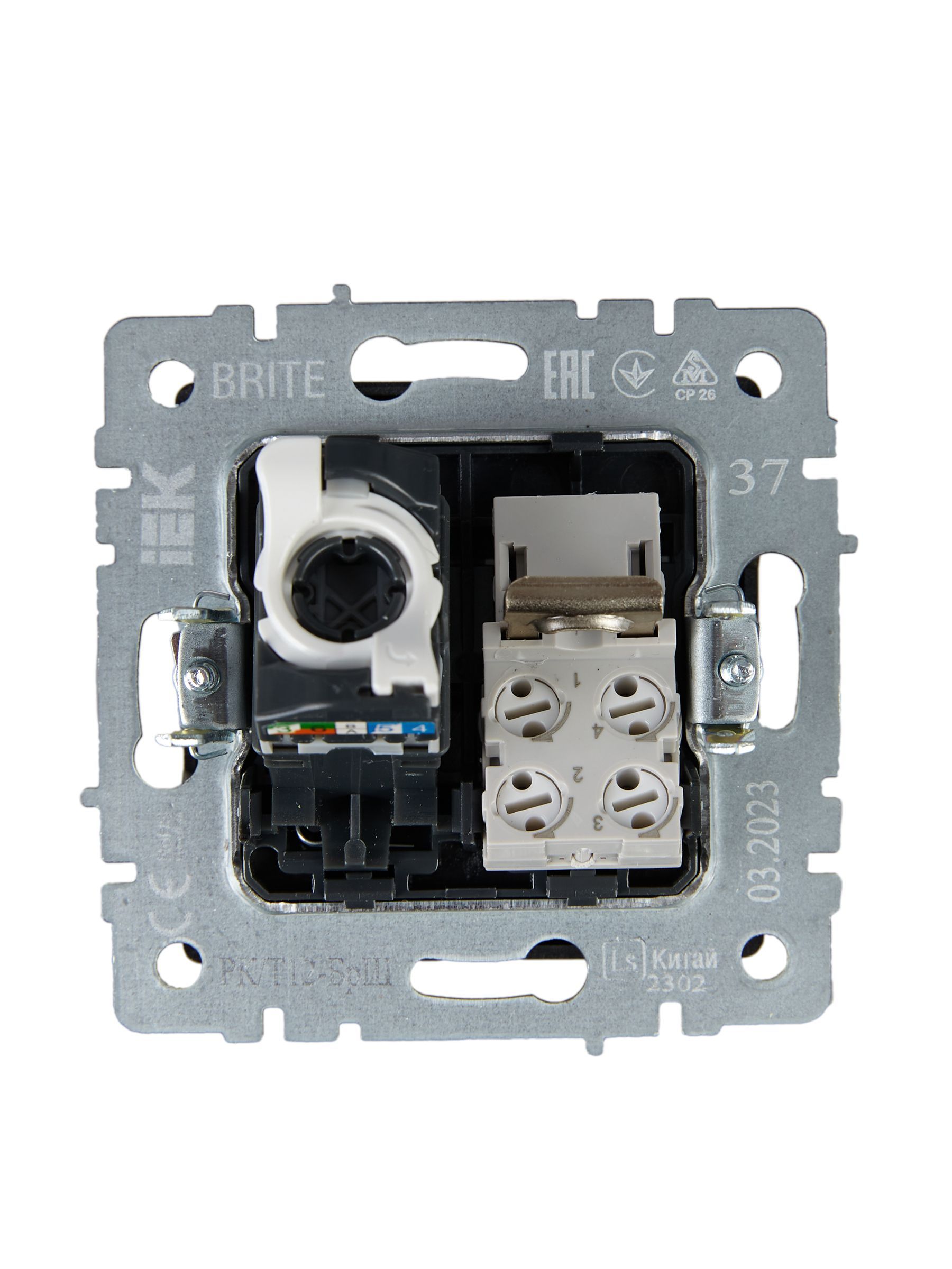 BRITE Розетка двойная RJ11+RJ45 кат.5E РК/Т12-БрШ шампань IEK - Фото 2