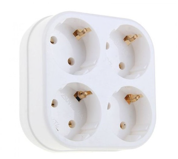 Сетевой разветвитель 4 гн, с/з, 16 А,  4T4 белый, в индивидуальной упаковке 4Т4 бел. И.У.
