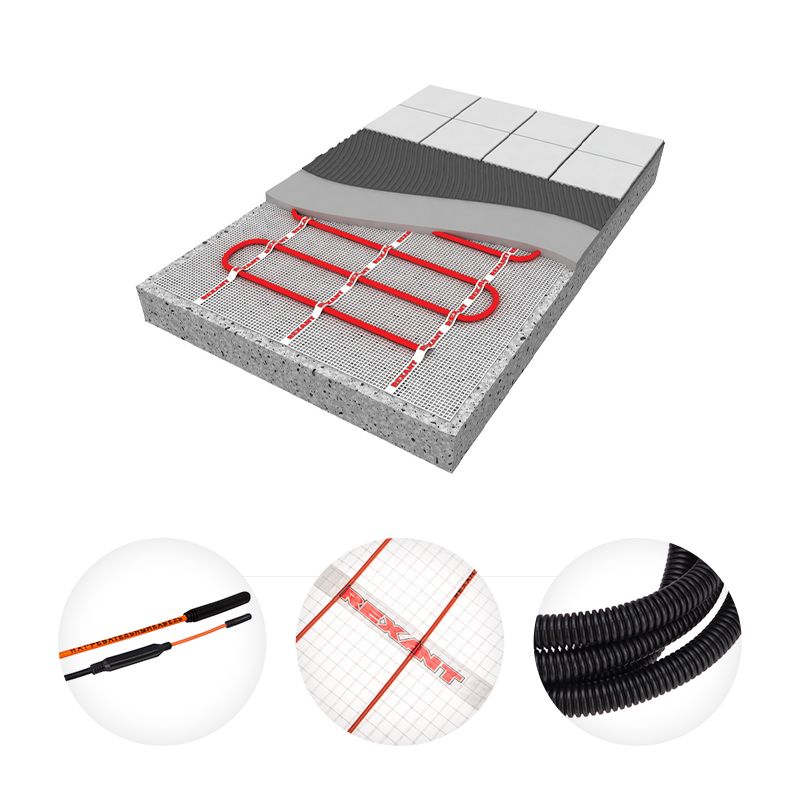 Теплый пол, нагревательный мат Extra 7м², 0,5х14м, 1120Вт двухжильный REXANT - Фото 3