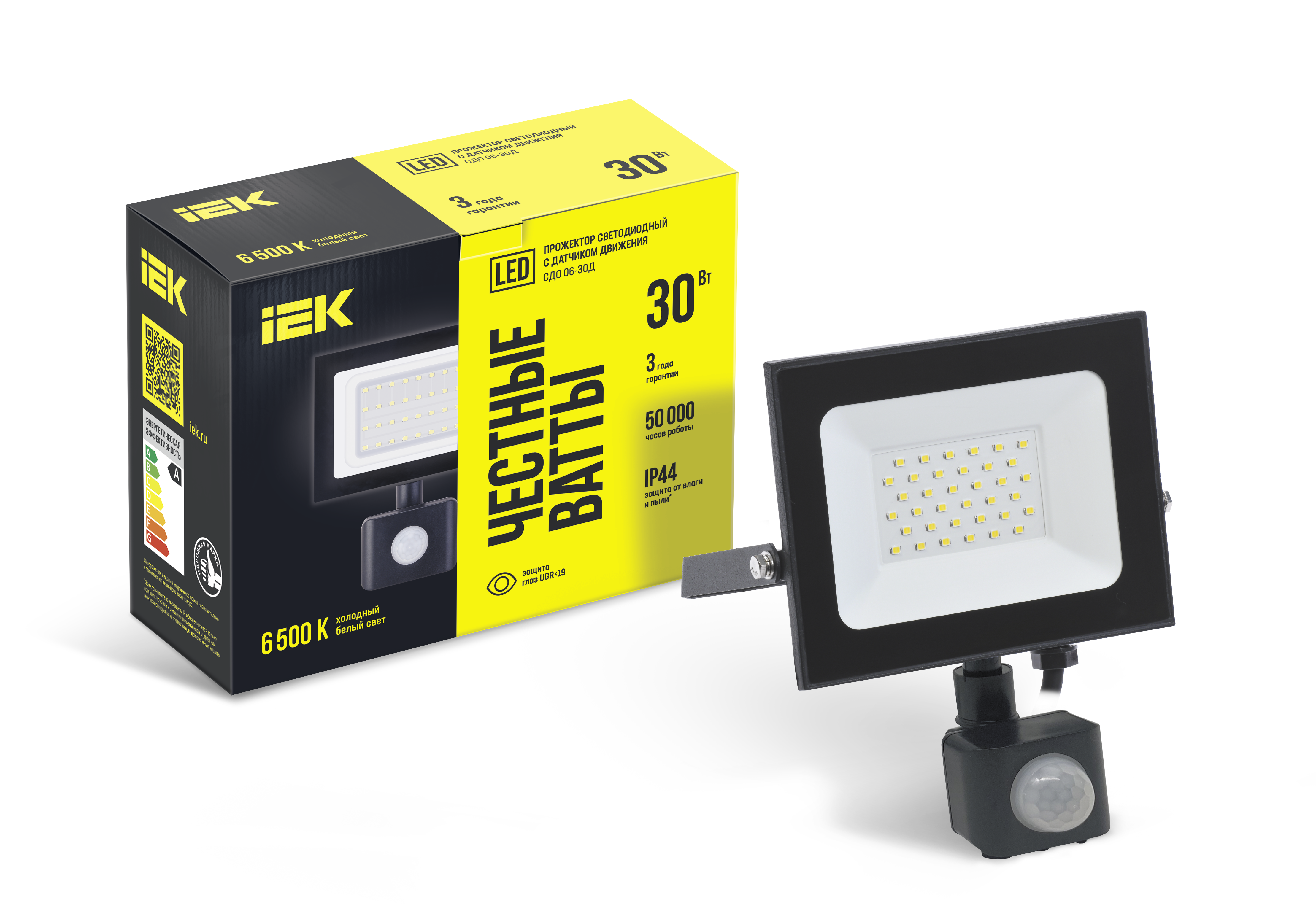 Прожектор СДО 06-30Д светодиодный черный с ДД IP54 6500K IEK LPDO602-30-65-K02