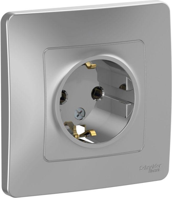 Розетка 1-м СП Blanca 16А IP20 250В с заземл. без защ. шторок алюм. SE BLNRS001013