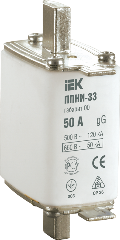 Плавкая вставка предохранителя ППНИ-33 габарит 00 63А IEK