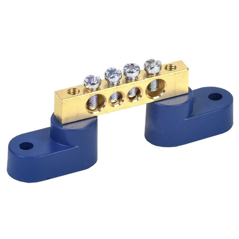 Шина «N» нулевая 6х9мм на двух угловых синих изоляторах 4 группы REXANT 11-2324