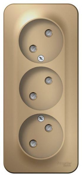 Розетка 3-м ОП Blanca 16А IP20 250В без заземл. защ. шторки с изолир. пластиной титан SE BLNRA001314