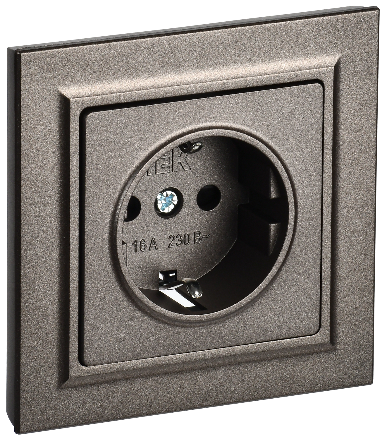 BRITE Розетка 1-местная с заземлением с защитными шторками 16А в сборе РСР14-1-0-БрТБ темная бронза IEK BR-R14-16-K45-F