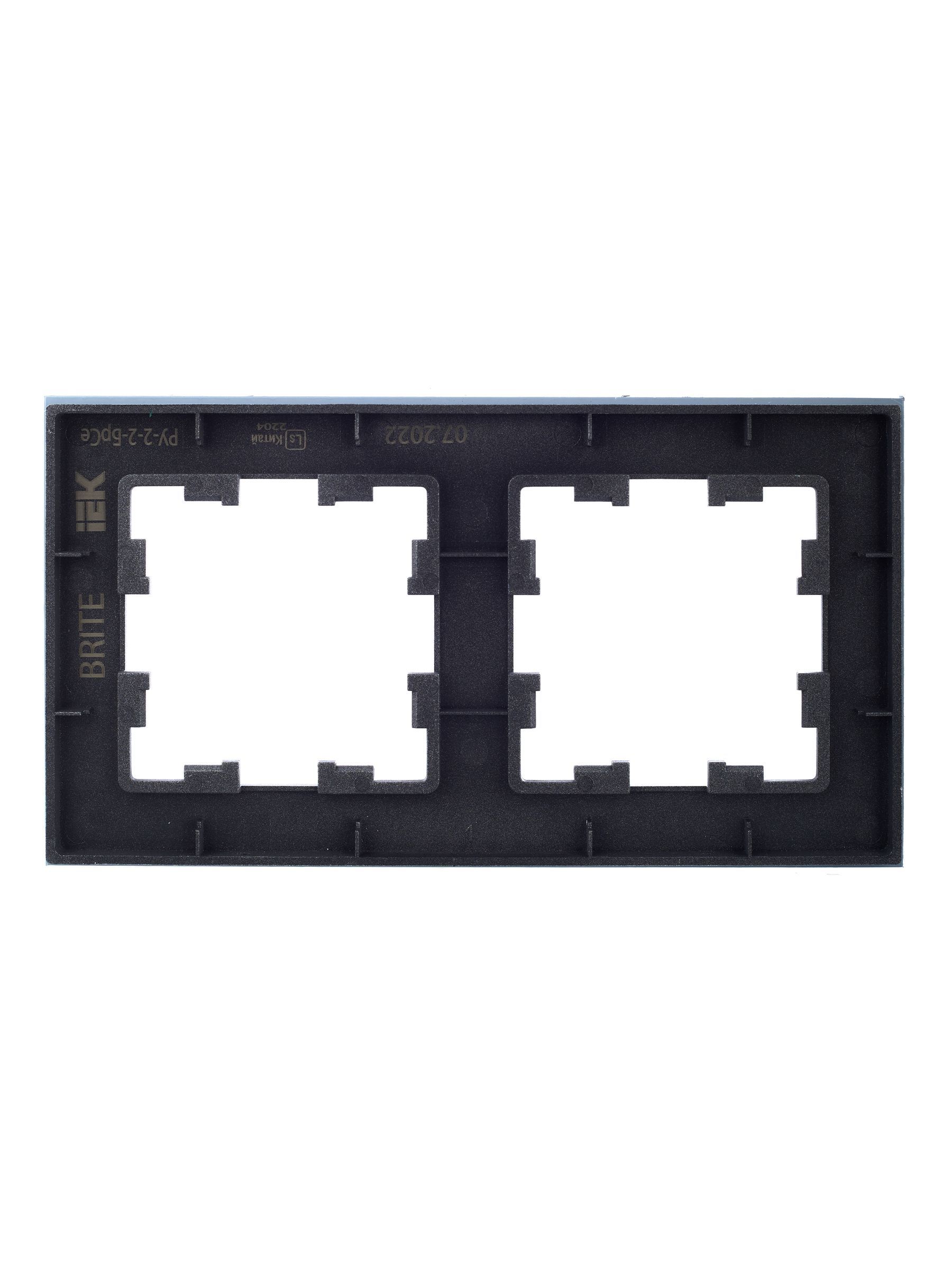 BRITE Рамка 2 -местная РУ-2-2-БрСе стекло серый IEK - Фото 4