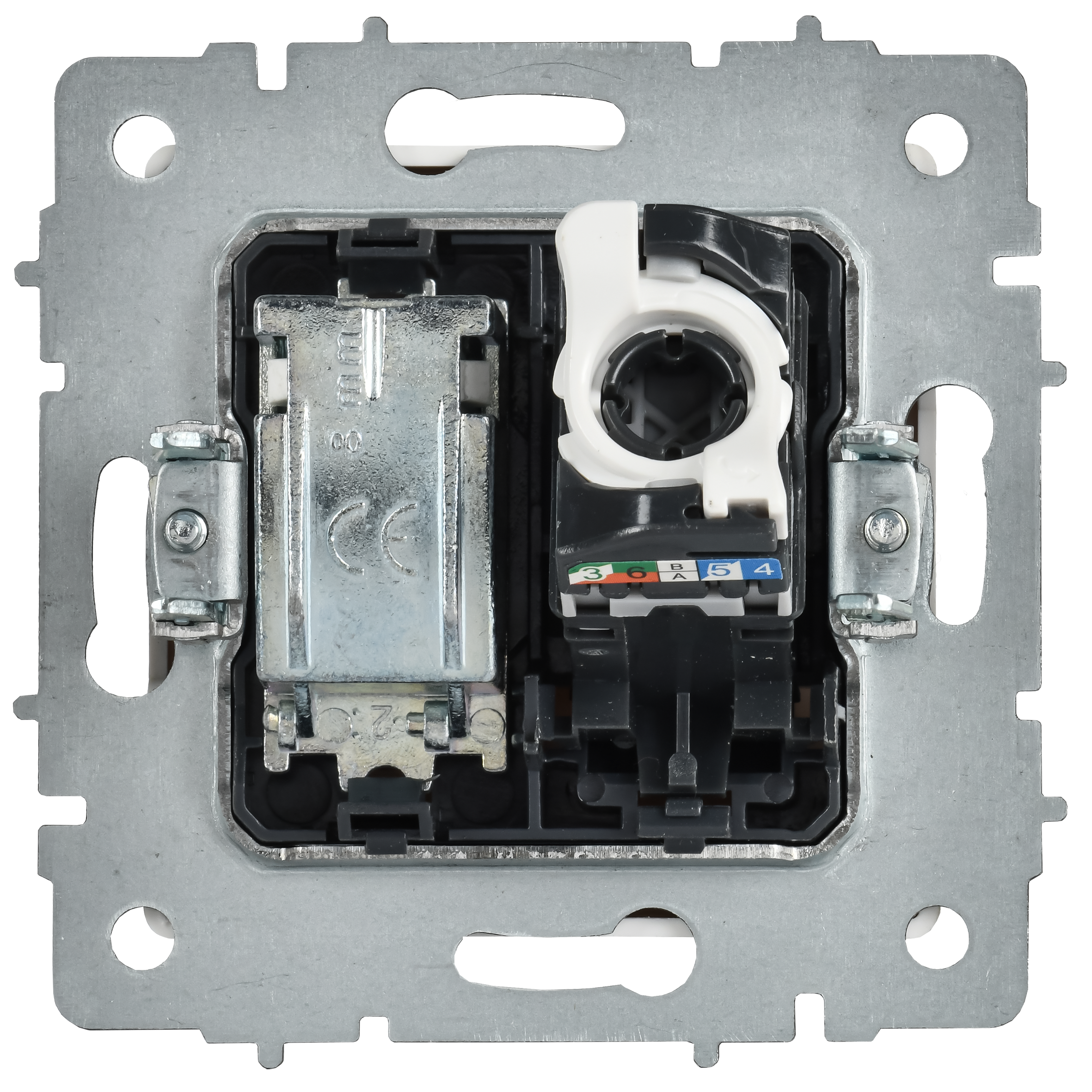 BRITE Розетка двойная TV+RJ45 кат.5E РТВ/РК12-БрАБ арктический белый IEK - Фото 4