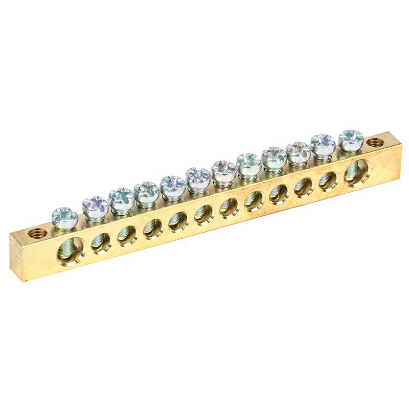 Шина PEN «земля-ноль» 6х9мм 12/2 (12 групп/крепеж по краям) REXANT 11-2368