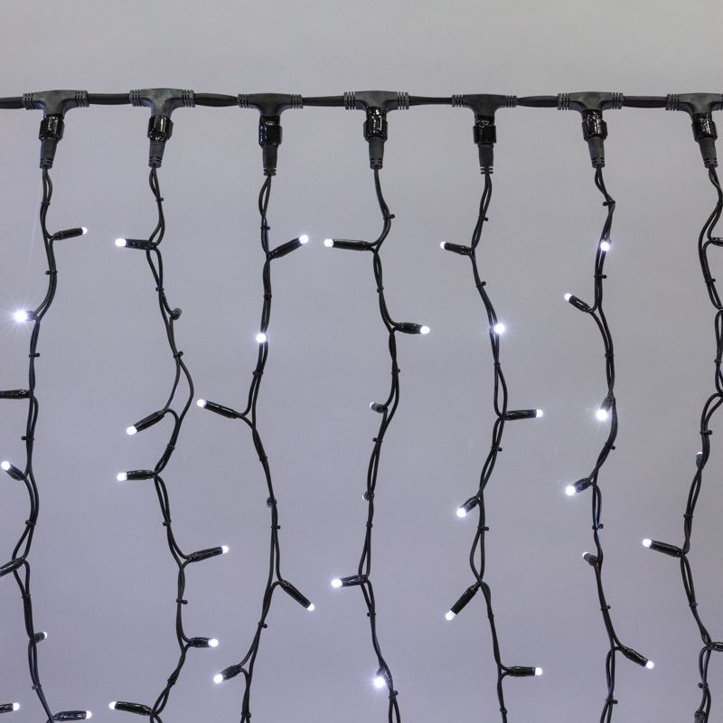 Гирлянда светодиодная Занавес 2х3м 760 LED БЕЛЫЙ черный КАУЧУК IP67 постоянное свечение 230В блок в комплекте NEON-NIGHT 237-145