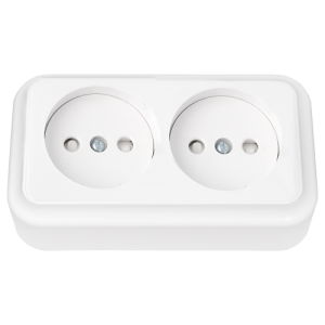 Розетка штепсельная двухместная со шторками открытой установки РА16-273 192BY