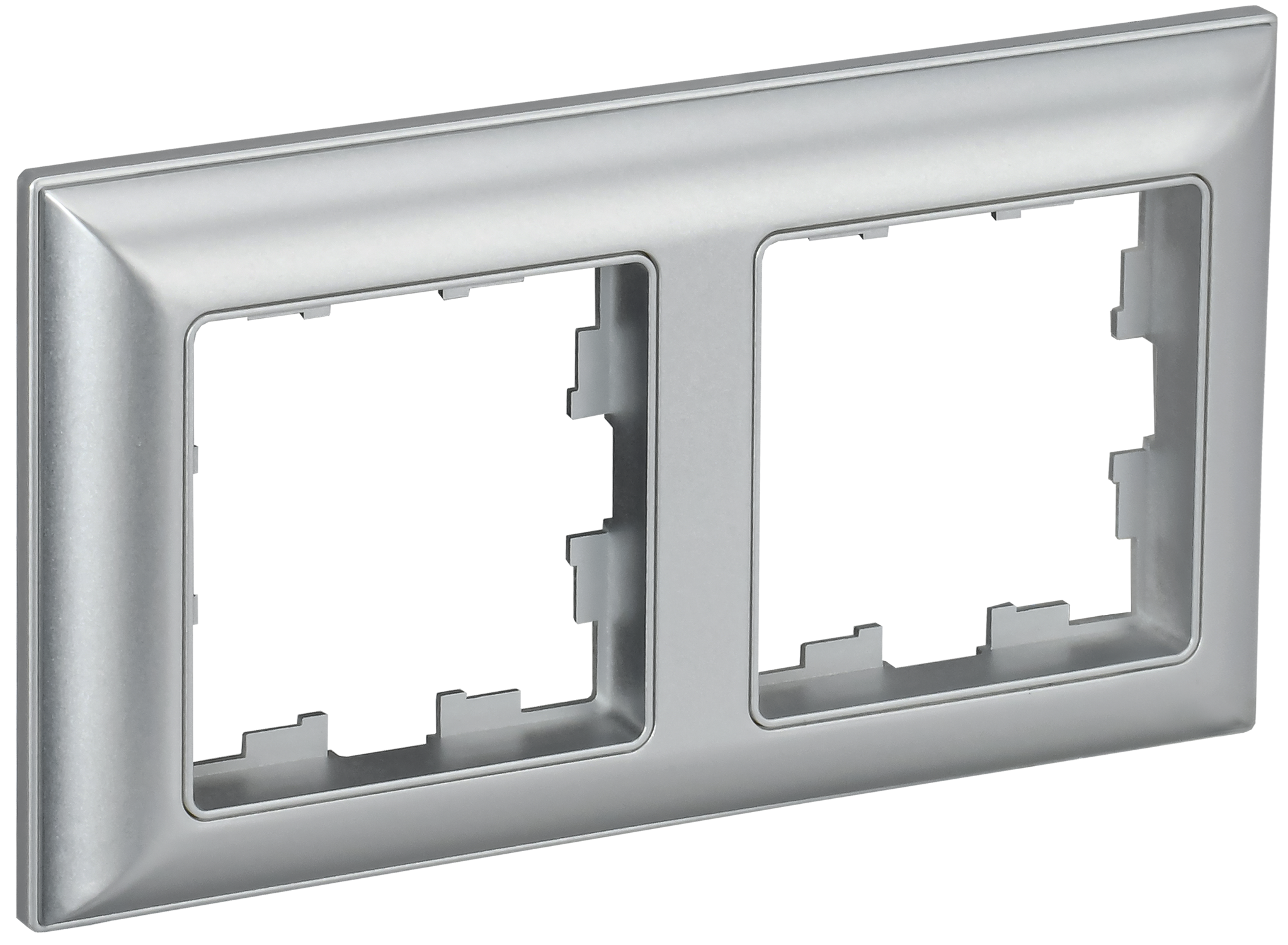 BRITE Рамка 2-местная РУ-2-Бр алюминий/алюминий IEK