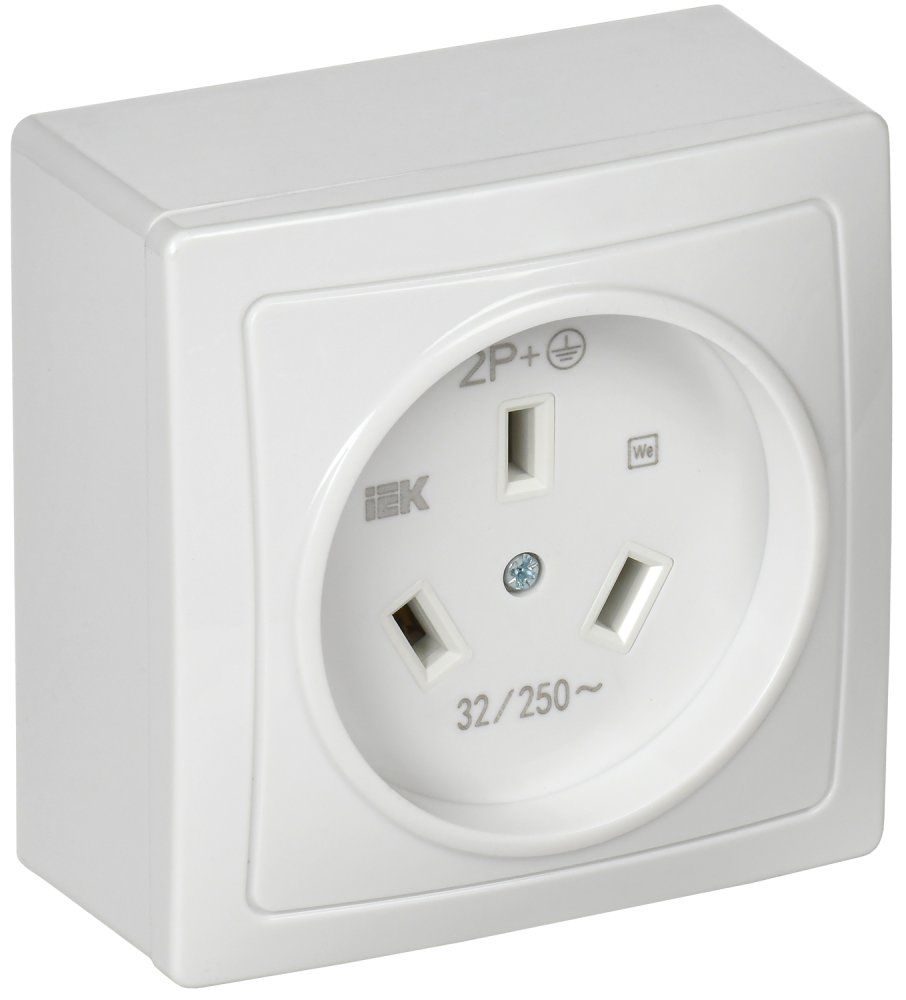 Розетка разборная для плиты с заземлением открытая установка 32А Рпл10-К белая IEK ERP10-032-K01