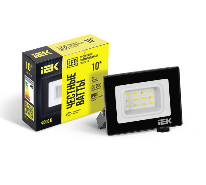 Прожектор светодиодный СДО 06-10 IP65 4000K черный IEK LPDO601-10-40-K02