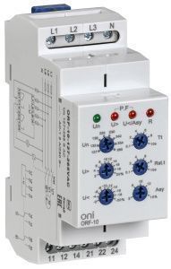 Реле контроля фаз ORF-10 3 фазы 2 контакта 127-265В AC с контролем нейтрали ONI ORF-10-127-265VAC