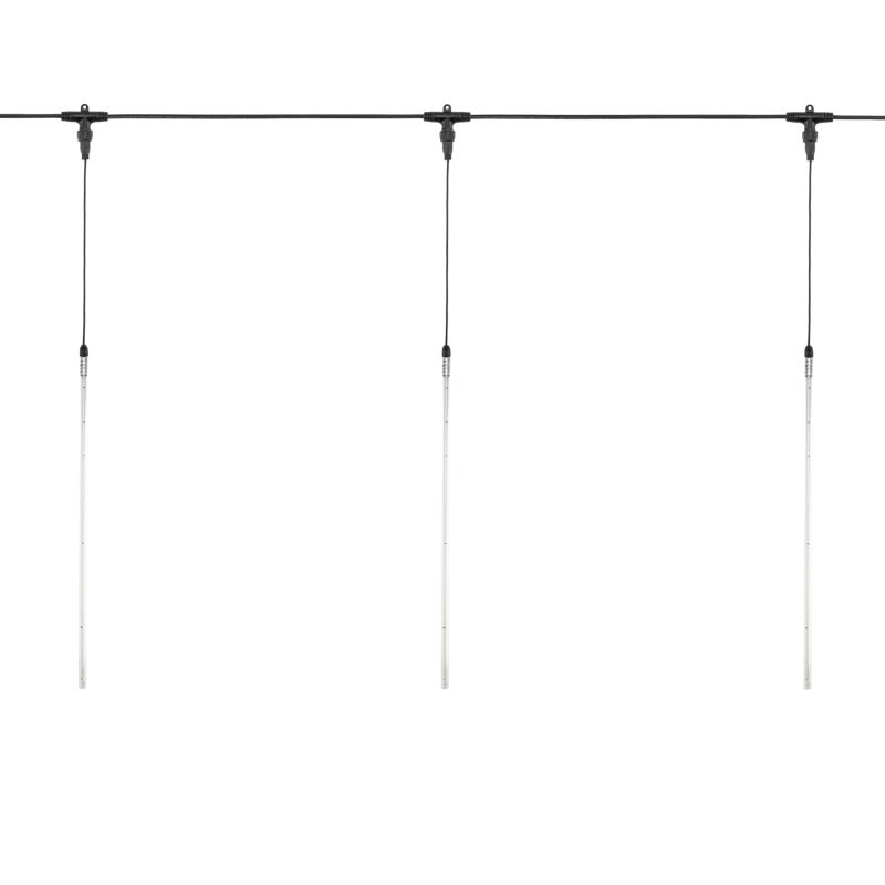 Гирлянда Тающие сосульки комплект 10 шт. х 50см, шаг 100см, 600 LED ТЕПЛЫЙ БЕЛЫЙ, черный каучук, IP67, 24В, соединяется NEON-NIGHT