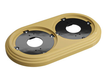 Рамка двухместная пластиковая, 163x92x14 мм, цвет - песочное золото, серия УСАДЬБА, ТМ МЕЗОНИНЪ