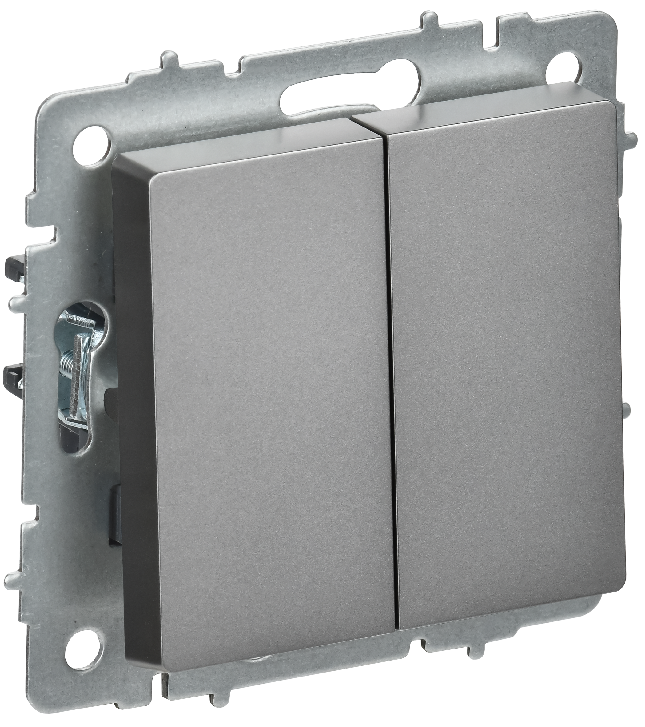 BRITE Выключатель 2-клавишный перекрестный 10А ВС10-2-3-БрС сталь IEK