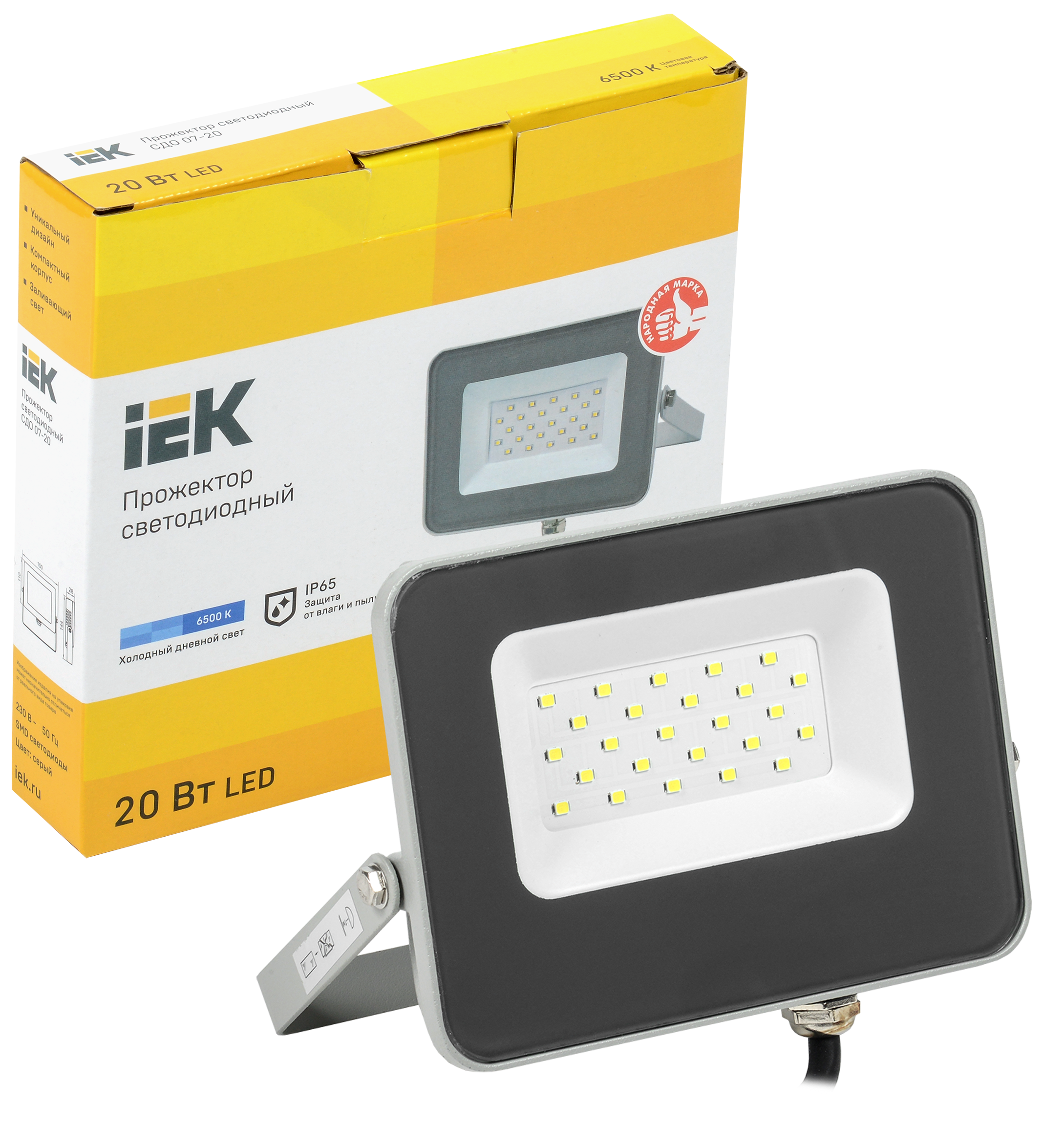Прожектор светодиодный СДО 07-20 IP65 серый IEK