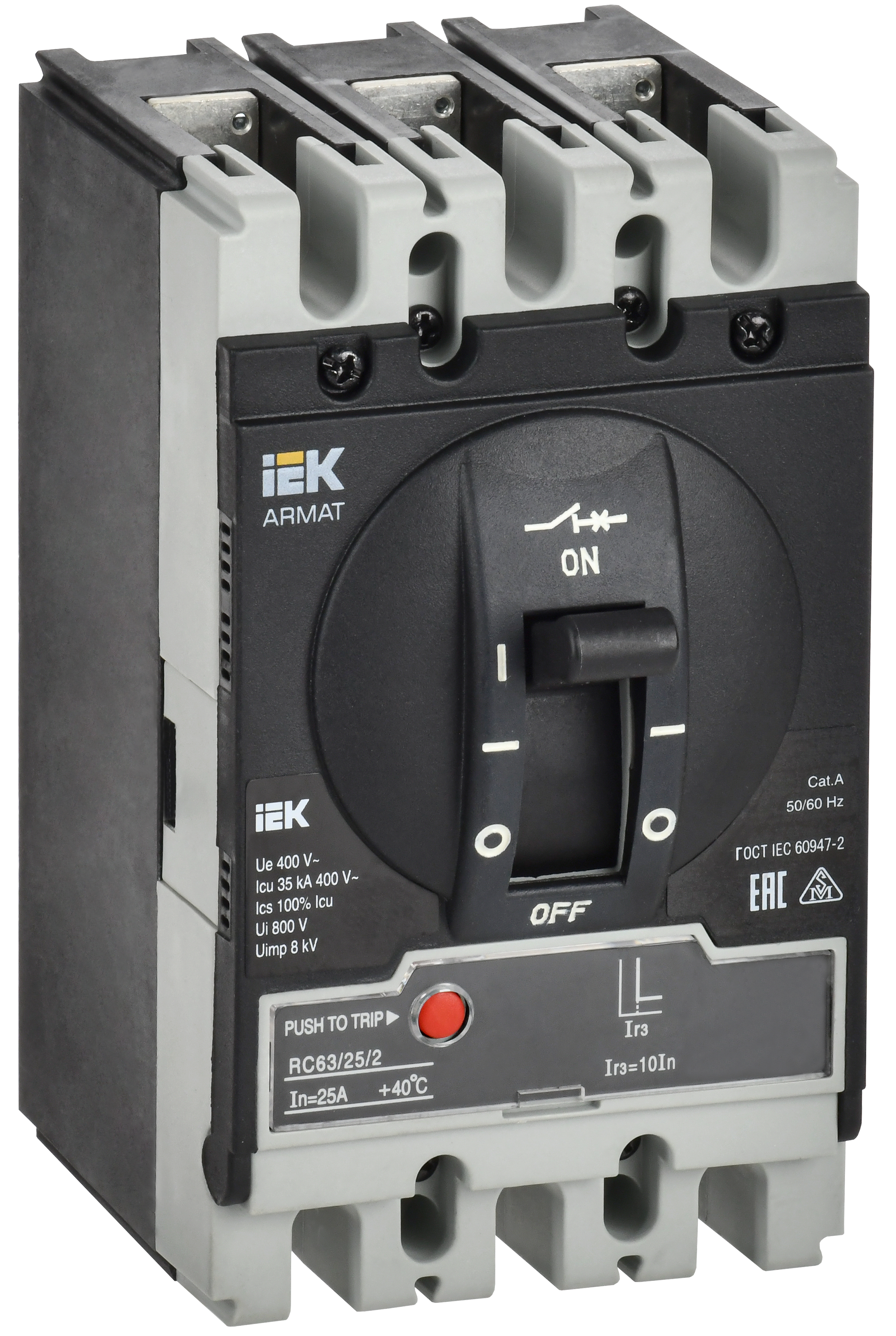 ARMAT Автоматический выключатель в литом корпусе 3P типоразмер S 35кА 25А расцепитель электромагнитный регулируемый IEK AR-MCCB-3S-035-0025A-MTUC