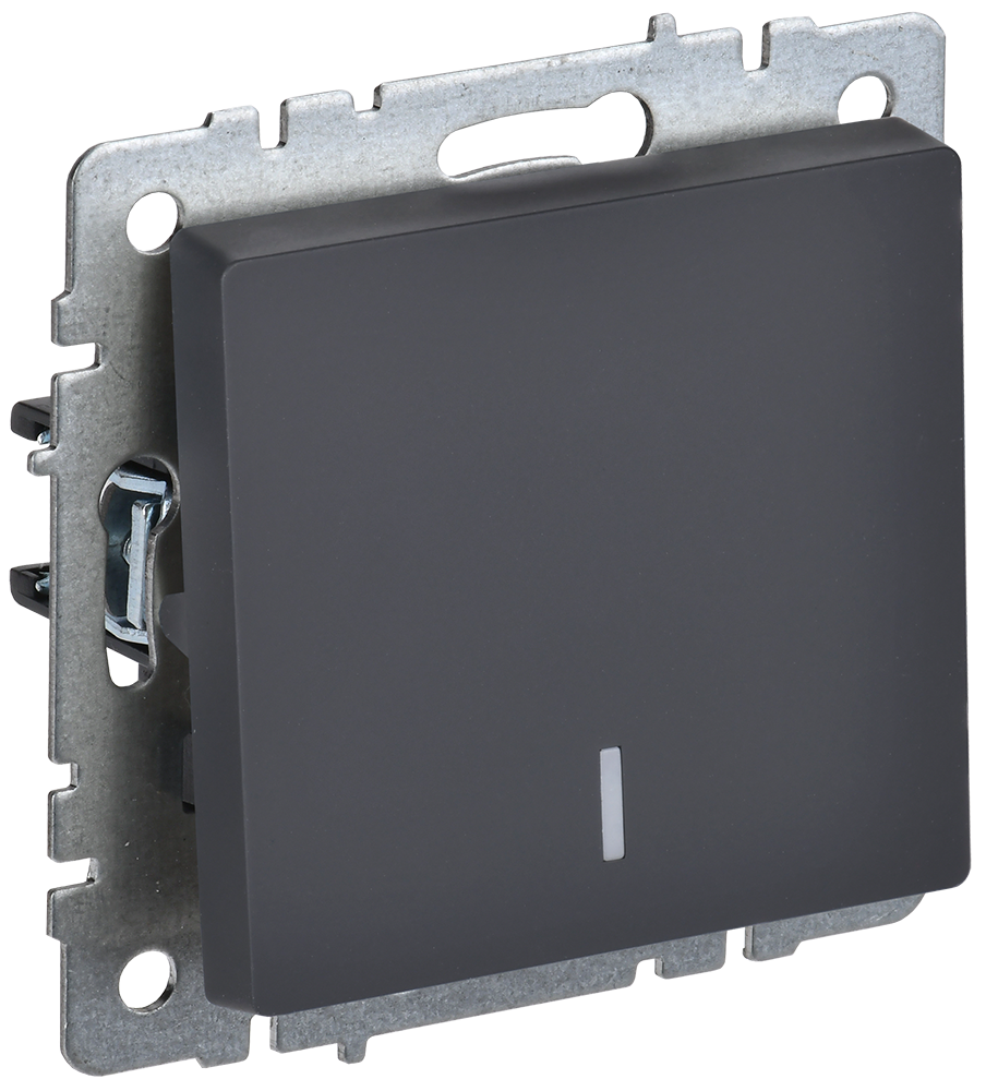 BRITE Выключатель 1-клавишный с индикацией 10А ВС10-1-1-БрГ графит IEK BR-V10-1-10-K53