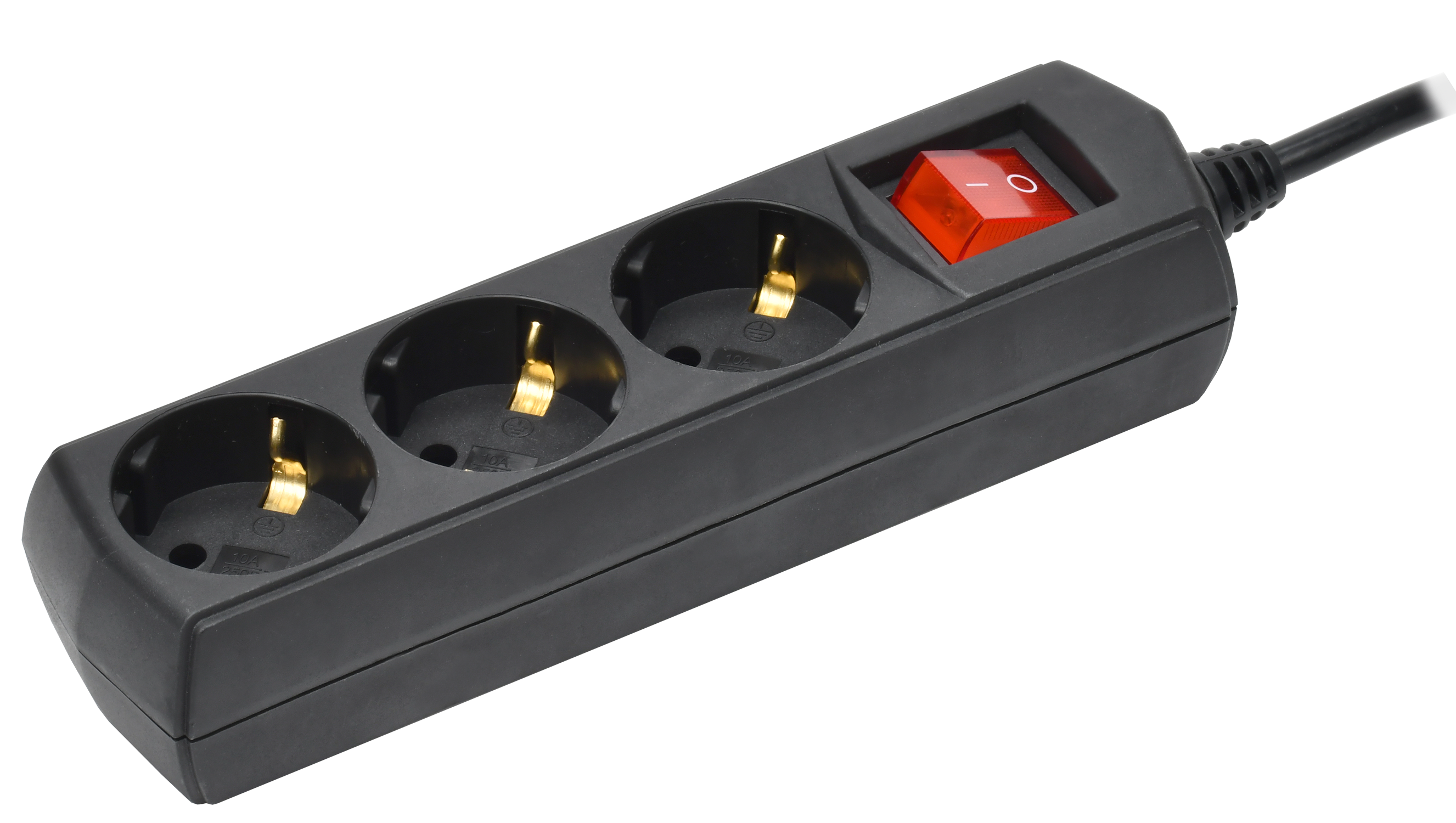 Удлинитель У03В 3 места с заземлением 5м 3х1мм2 10А/250В черный GENERICA WYP10-10-03-05-ZK-K02-G