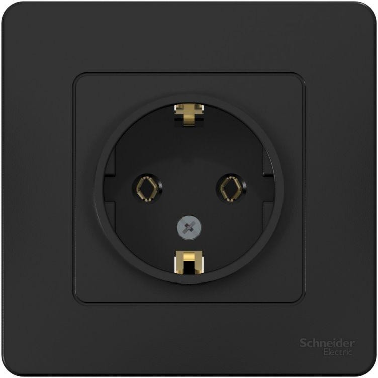 Розетка 1-м СП Blanca 16А IP20 250В с заземл. без защ. шторок антрацит SE BLNRS001016 - Фото 3