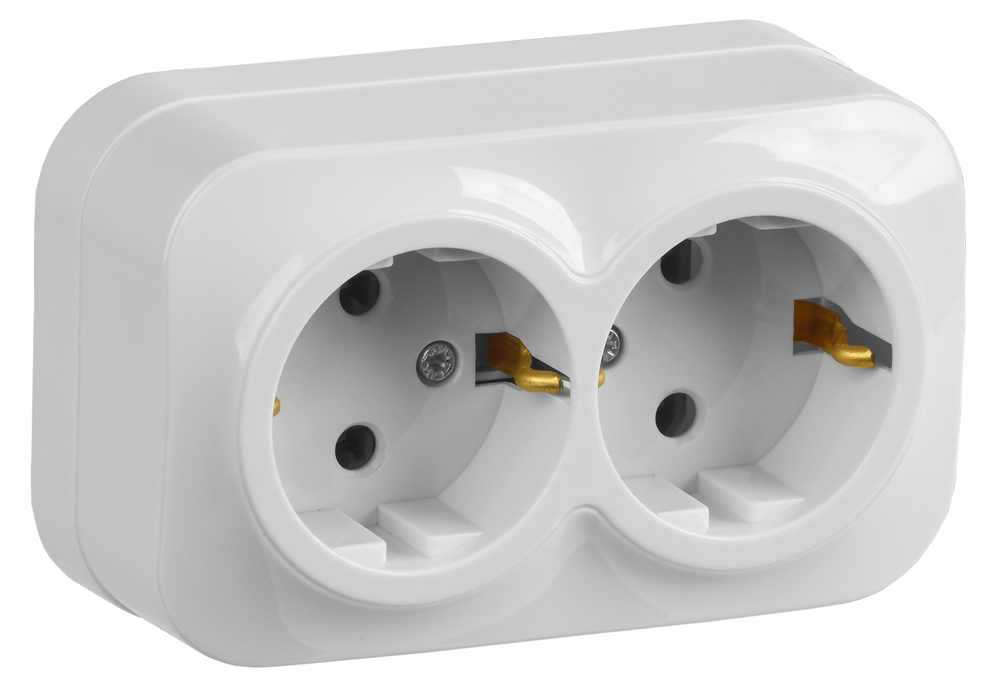 GLORY Розетка 2-местная для открытой установки с заземлением без защитных шторок 16А РС22-3-ХБ белый IEK