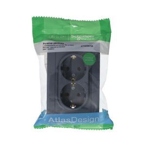 Розетка 2-м СП AtlasDesign 16А IP20 с заземл. в сборе грифель SE ATN000724 1240403