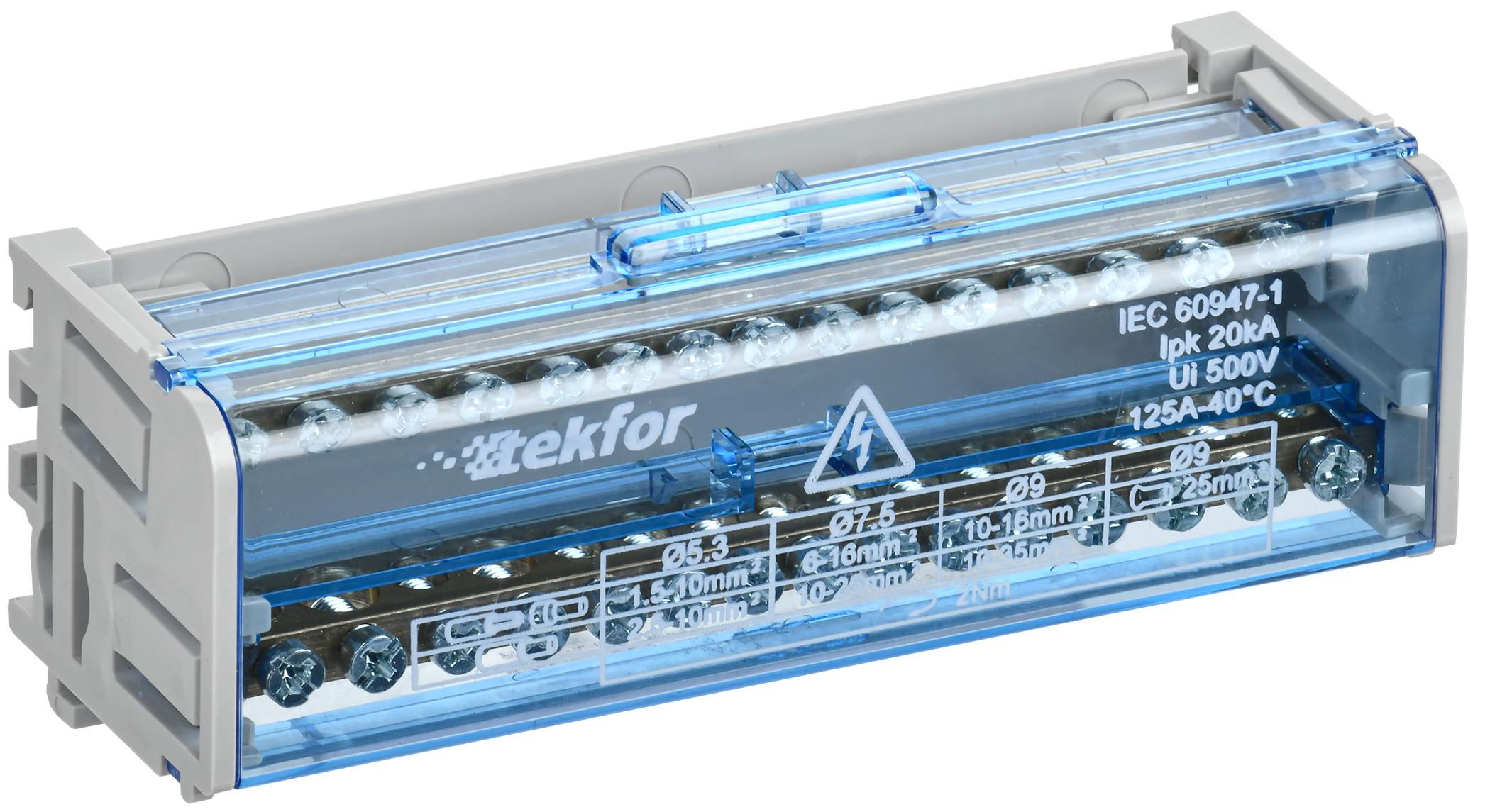 TEKFOR Шины на DIN-рейку (кросс-модуль) ШНК 2х15 L+PEN IEK TF-DN10-2-15-125