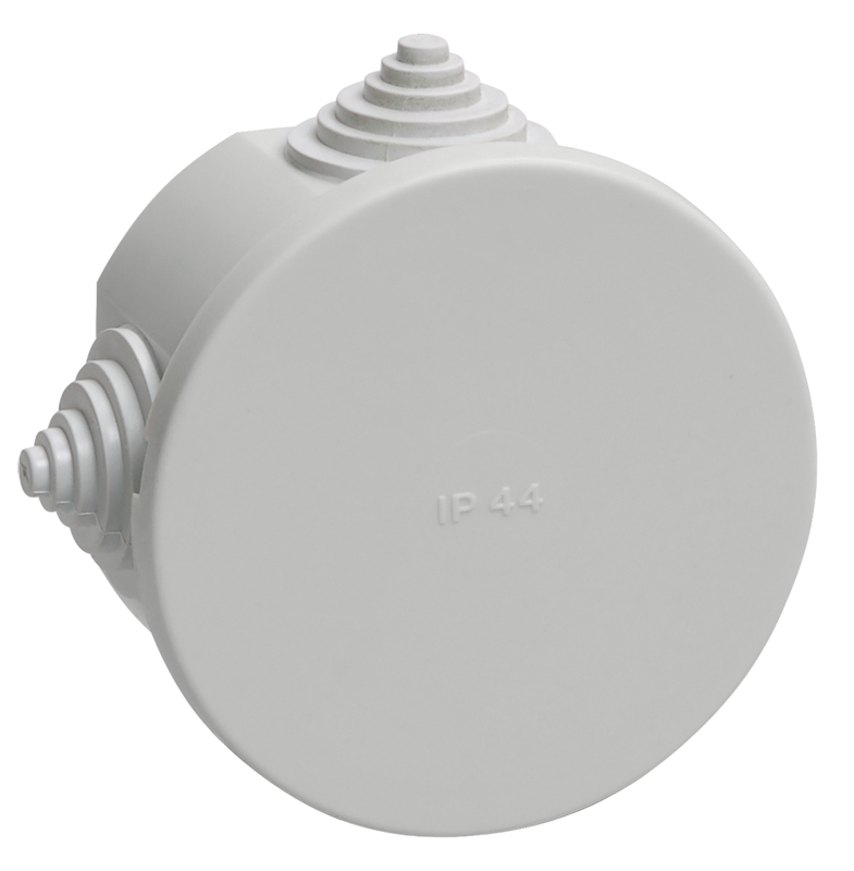 Коробка распаячная КМ41237 для открытой проводки безгалогенная (HF) D=75х40мм IP44 4 гермоввода серая IEK UKO11-075-040-000-K41-44